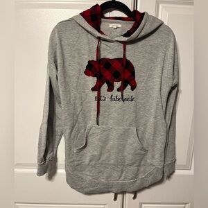 Maurices Gray women's Hoodie with Red Bear logo Let's Hibernate size M